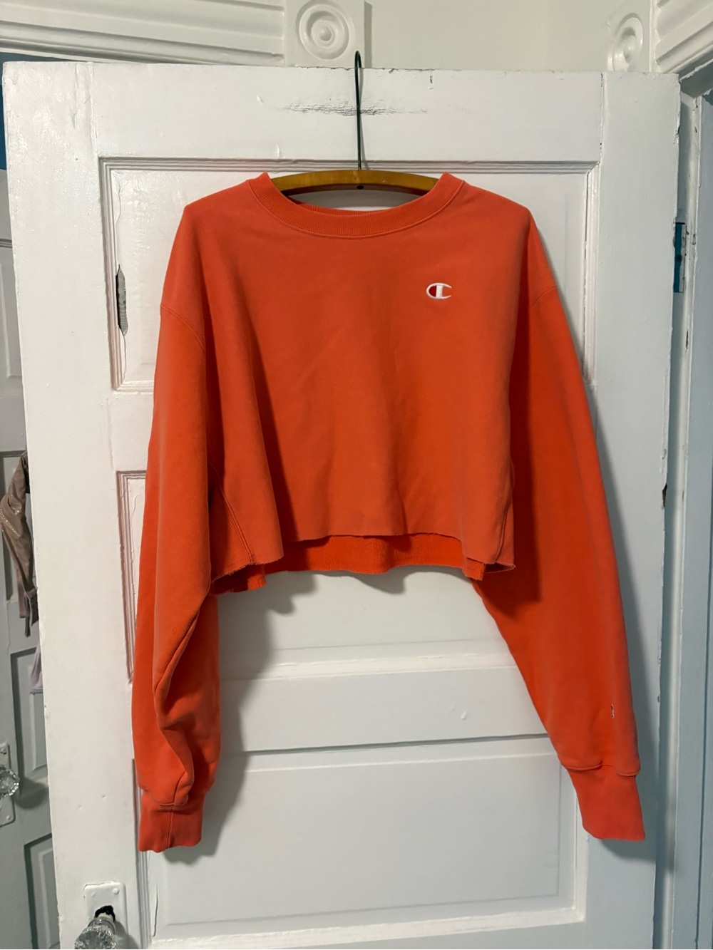Champion Cropped Crewneck Sweatshirt in Orange